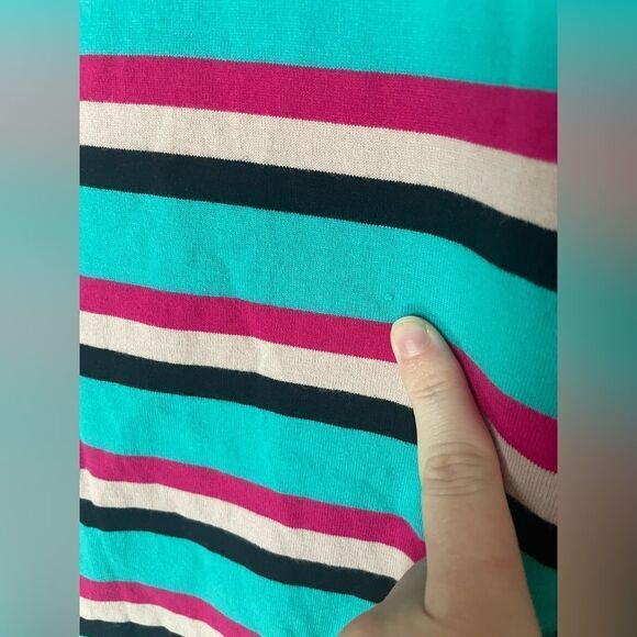 HUF Worldwide brand Men’s Blue Pink Black Striped Tee Vibrant Colored - Picture 6 of 9